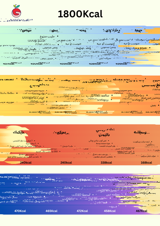 1800 جدول غذائي